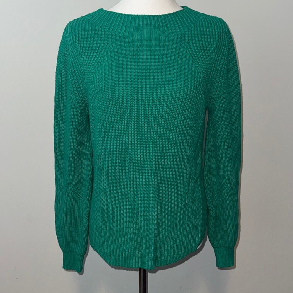 GAP Shaker Stitch Crewneck Deluxe Green Knit Sweater Women's Small